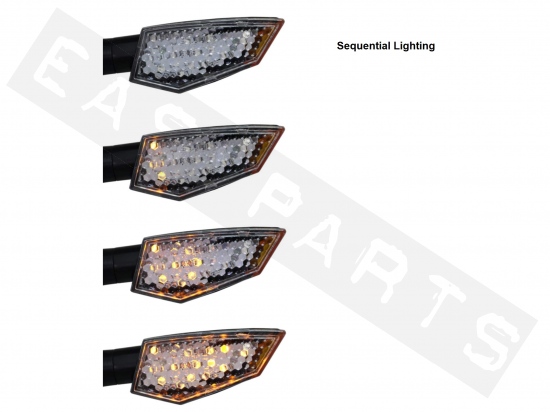 Paire clignotants LED Sequential sur tige NOVASCOOT '04' transparente/ Look carbone